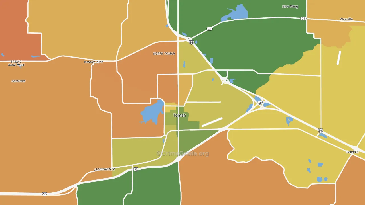 Tomah, WI Map of Assault Rates