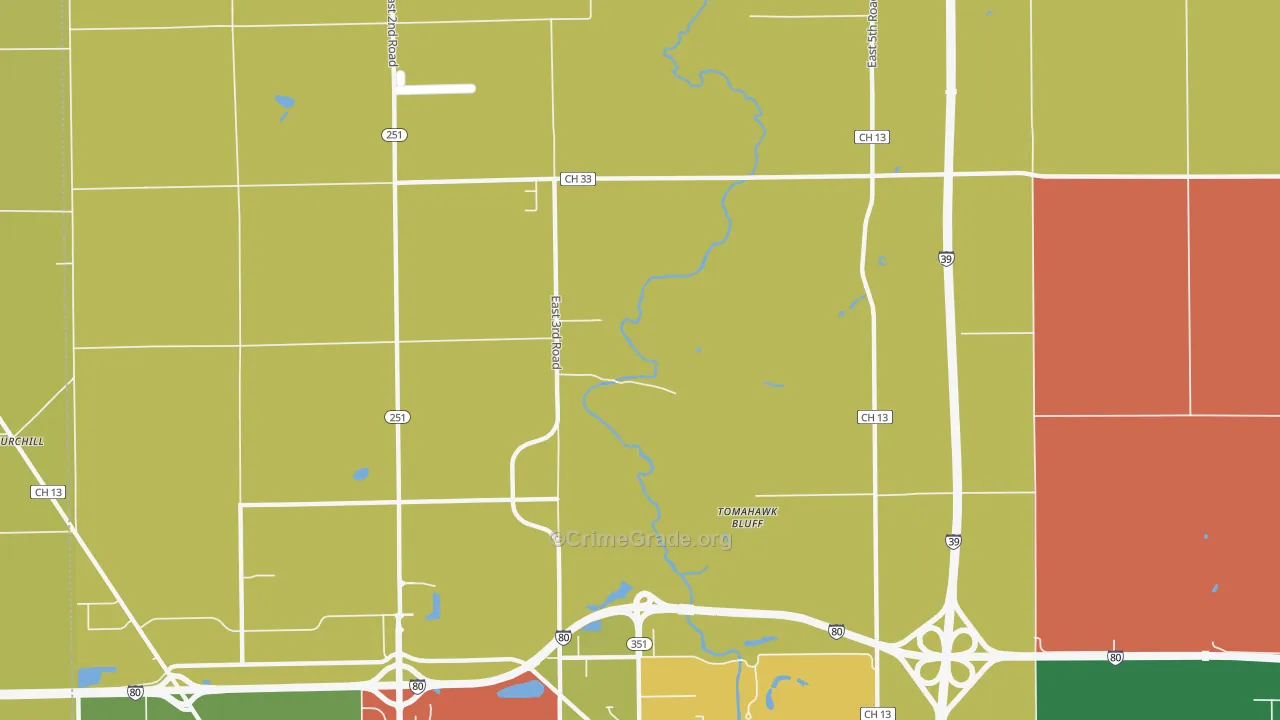 Tomahawk Bluff, IL Map of Assault Rates