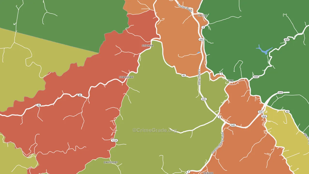 Tomahawk, KY Map of Assault Rates