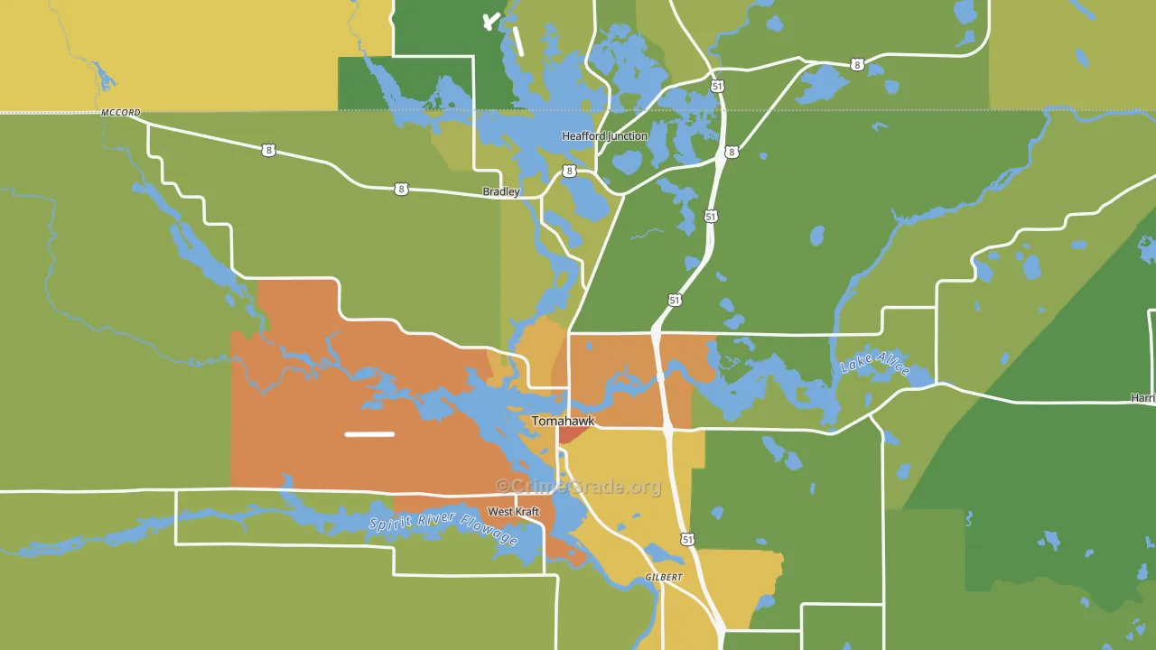 Tomahawk, WI Map of Assault Rates