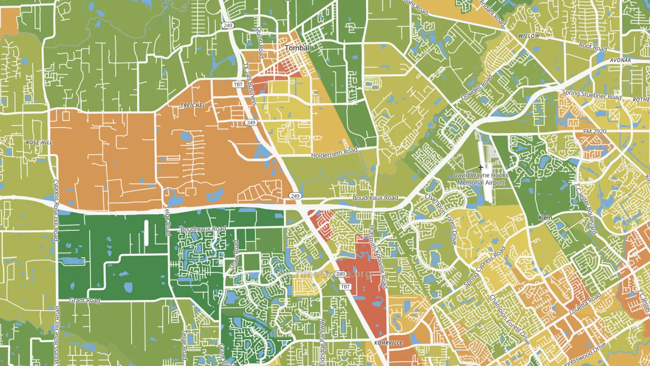 Tomball, TX Map of Assault Rates