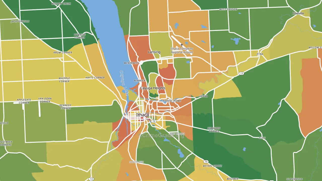 Tompkins County, NY Map of Assault Rates