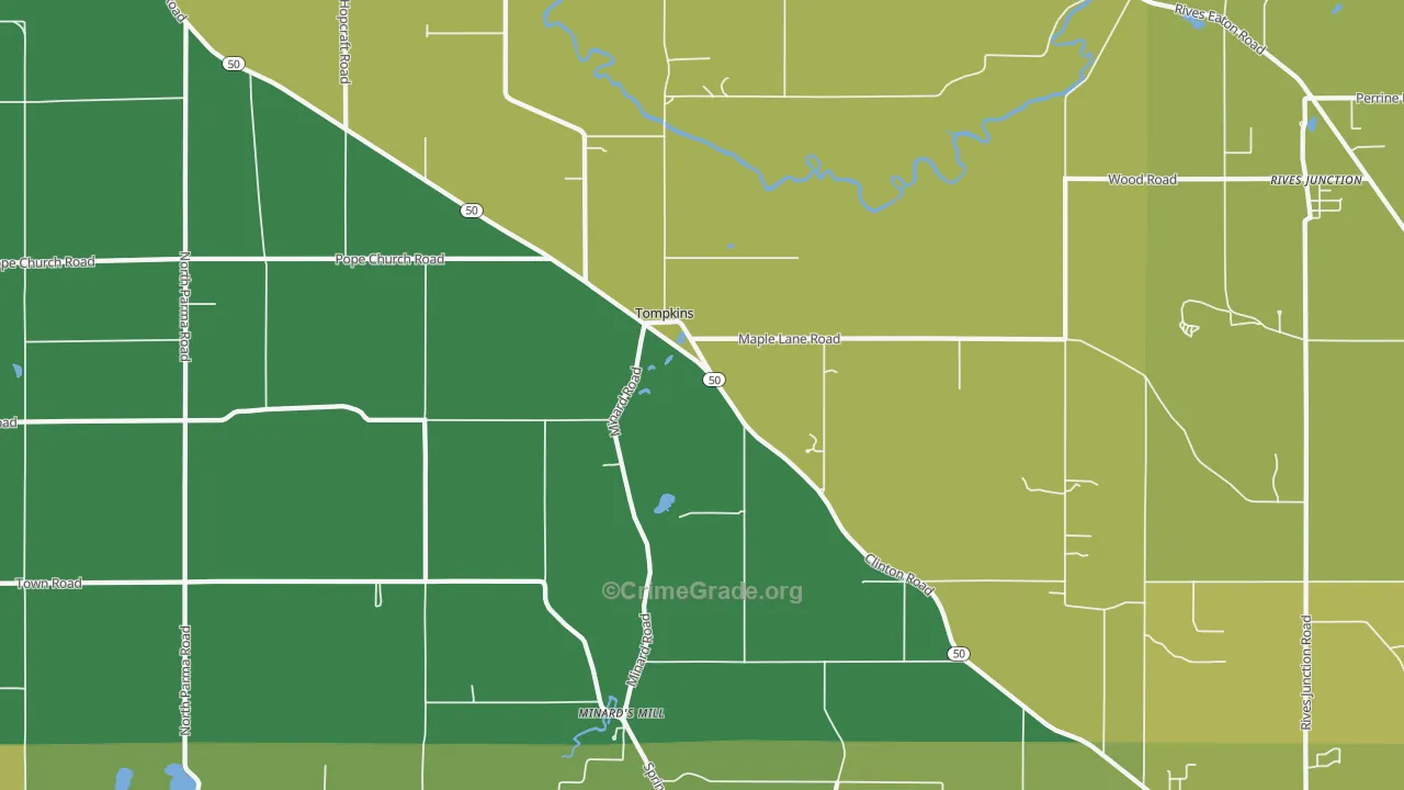Tompkins, MI Map of Assault Rates