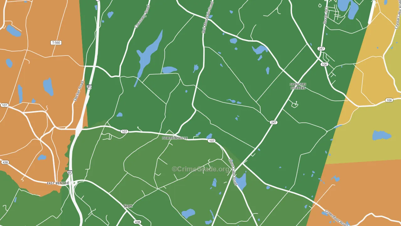 Tompkinsville, PA Map of Assault Rates