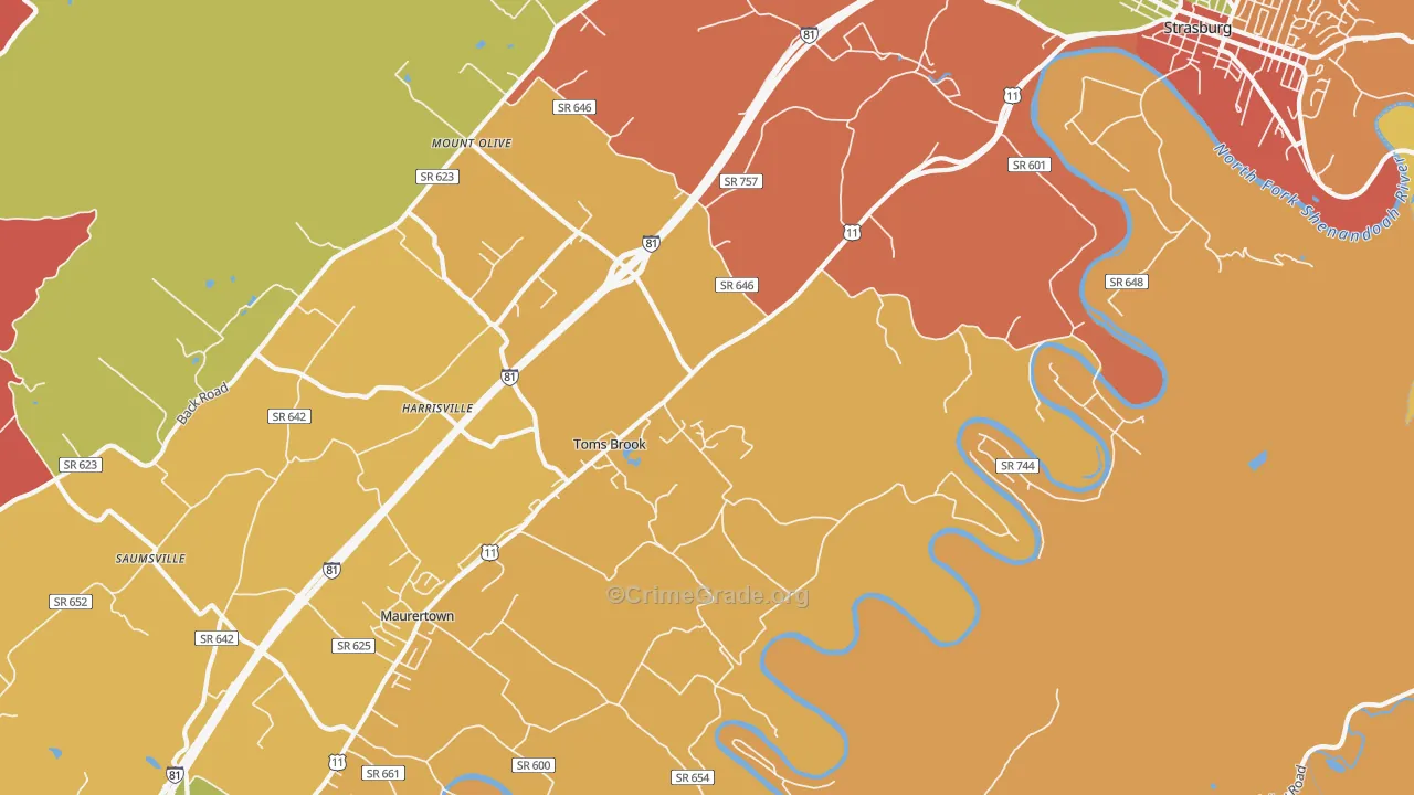 Toms Brook, VA Map of Assault Rates