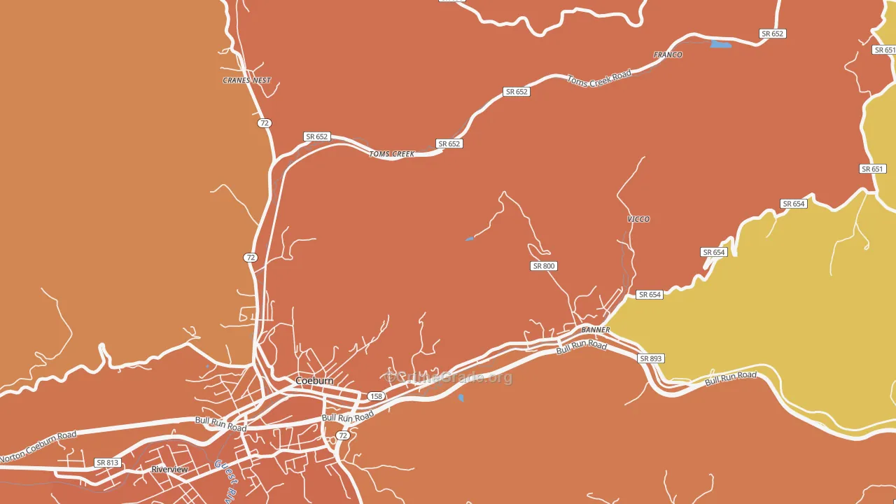 Toms Creek, VA Map of Assault Rates