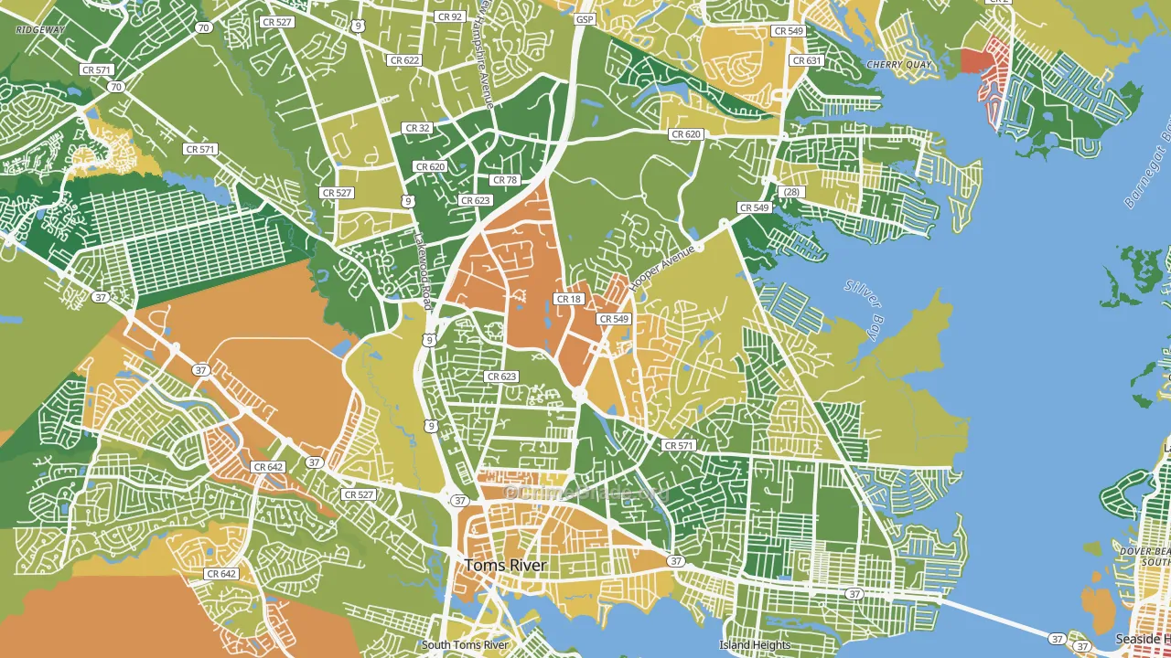 Toms River, NJ Map of Assault Rates