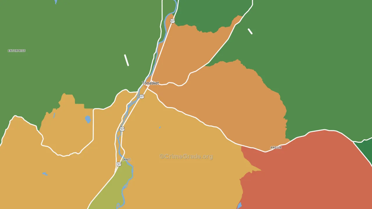 Tonasket, WA Map of Assault Rates
