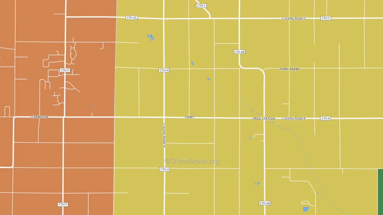 Tonet, WI Map of Assault Rates