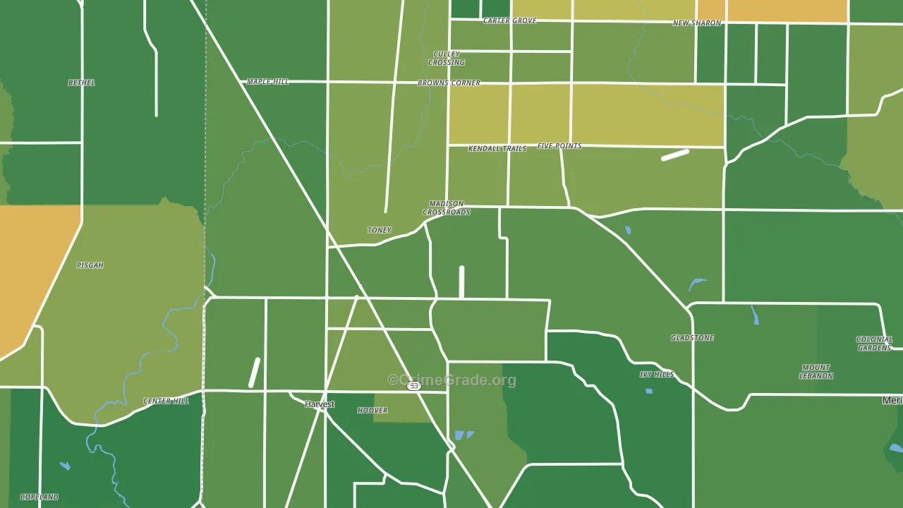 Toney, AL Map of Assault Rates