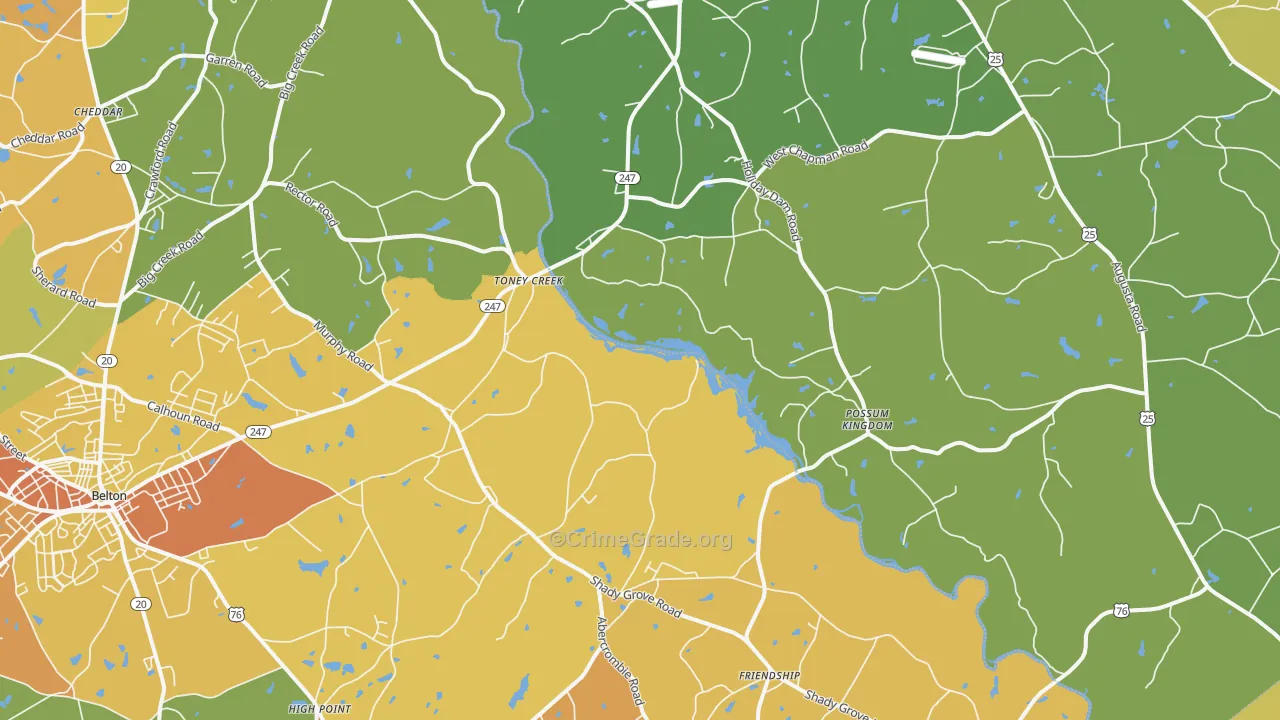 Toney Creek, SC Map of Assault Rates