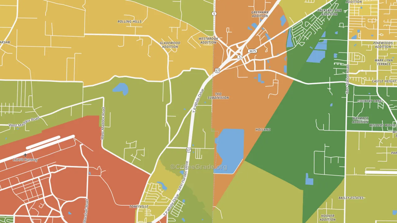 Toneyville, AR Map of Assault Rates