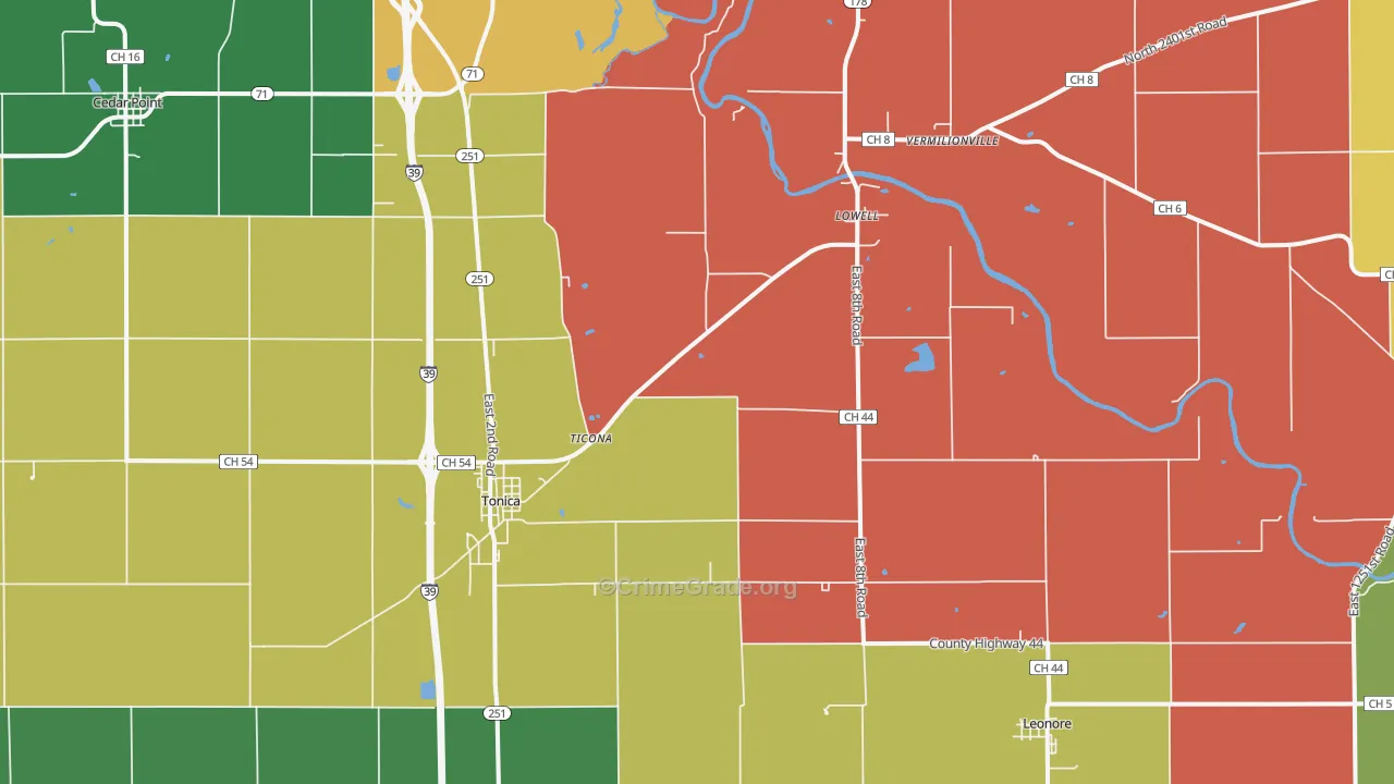 Tonica, IL Map of Assault Rates