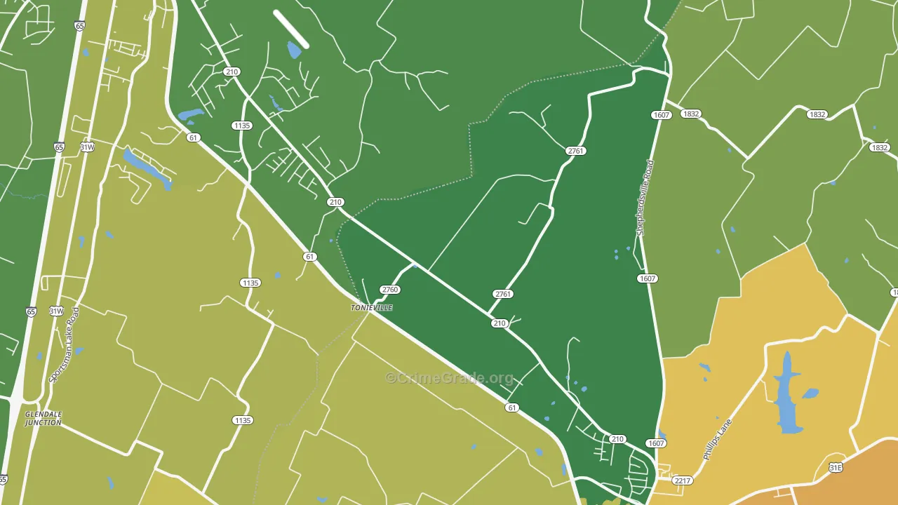 Tonieville, KY Map of Assault Rates
