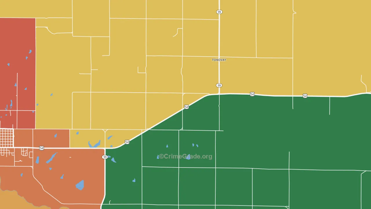 Tonovay, KS Map of Assault Rates