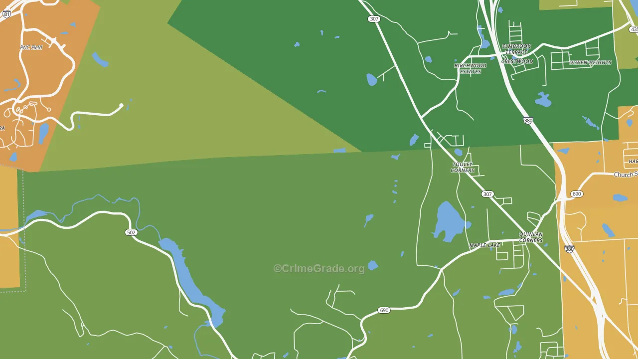 Tooley Corners, PA Map of Assault Rates
