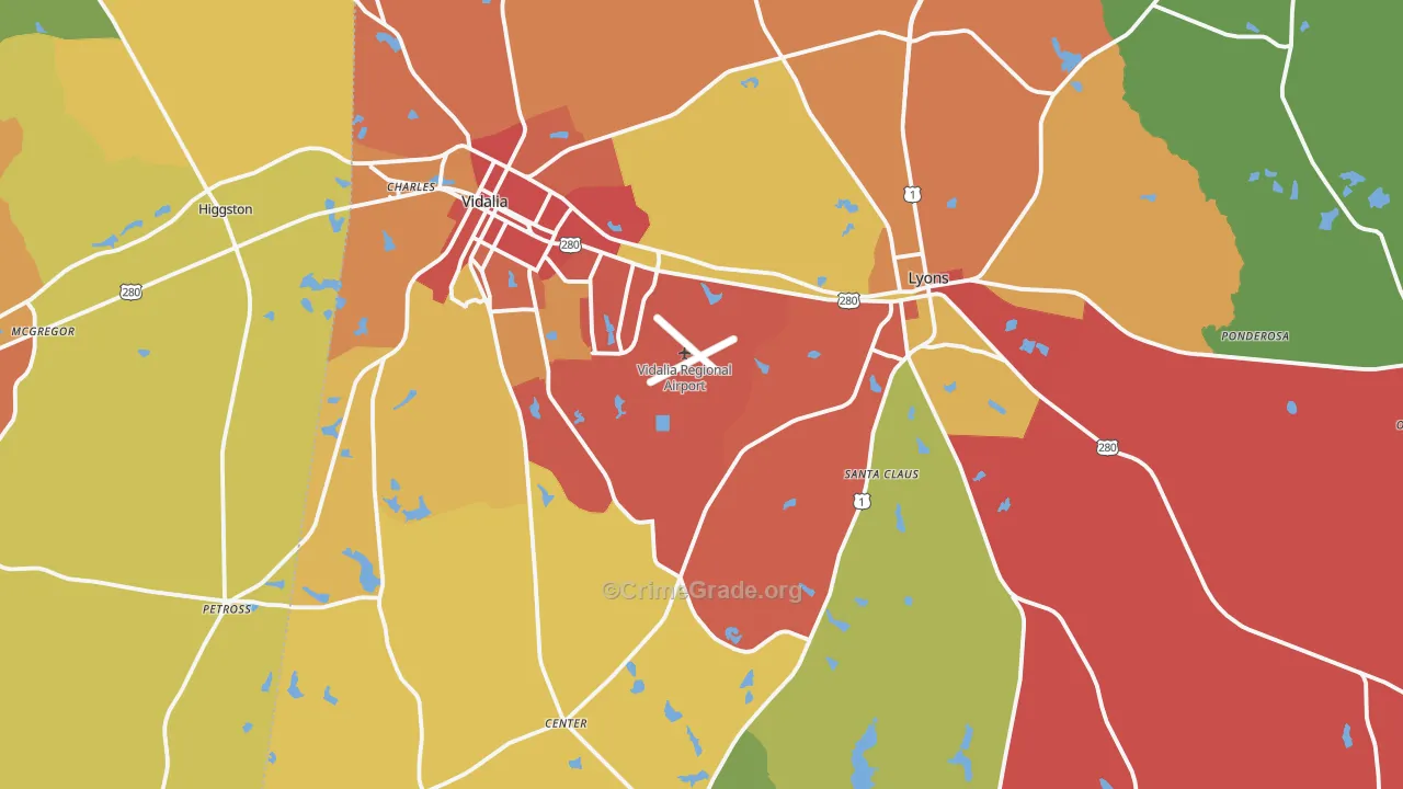 Toombs County, GA Map of Assault Rates