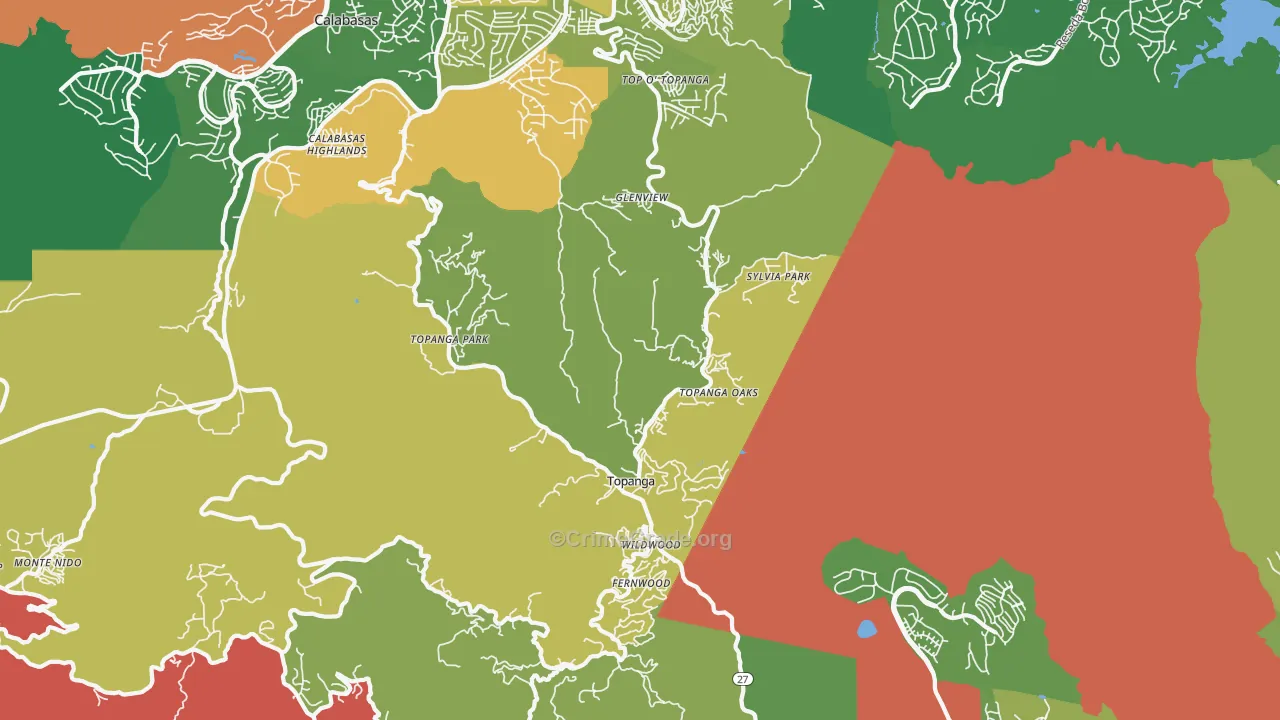 Topanga, CA Map of Assault Rates