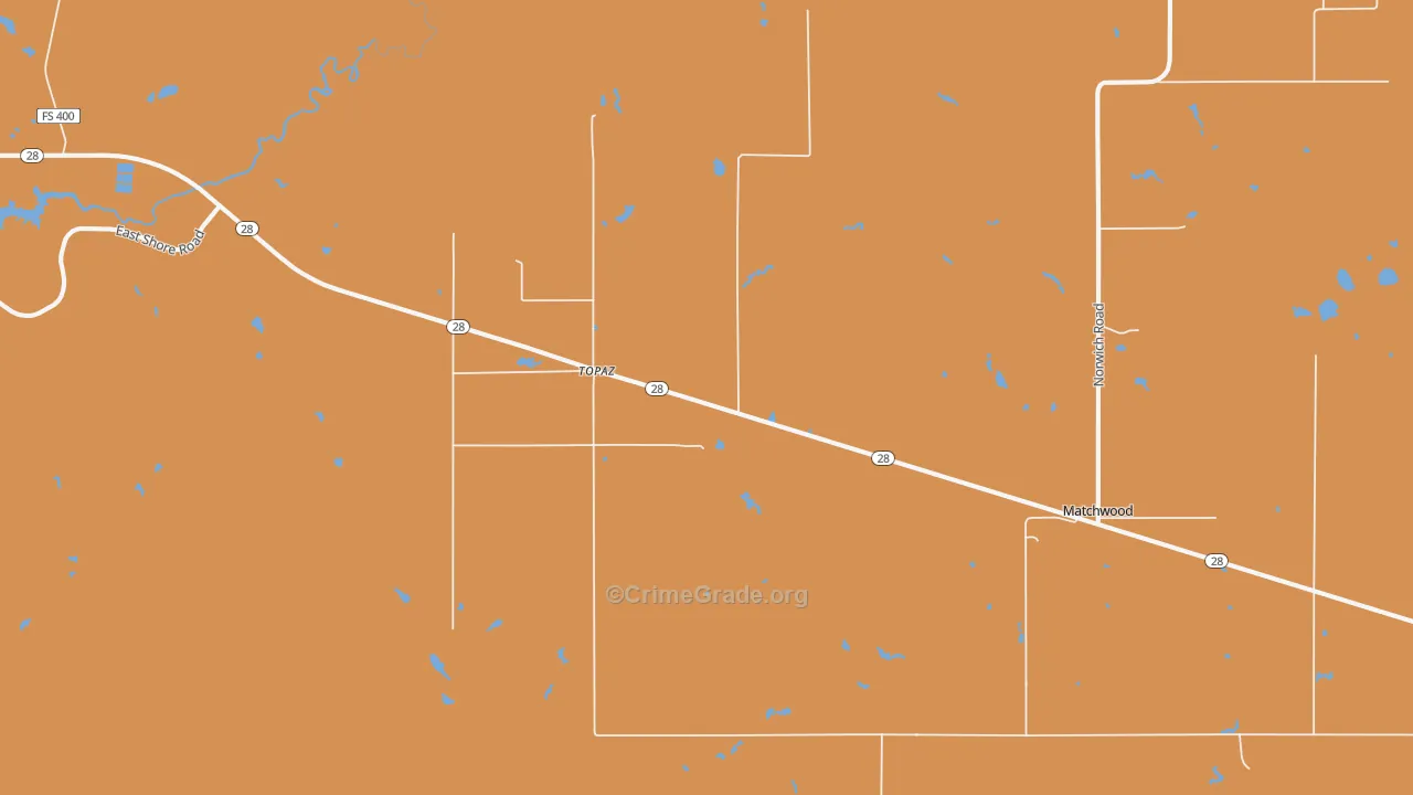 Topaz, MI Map of Assault Rates