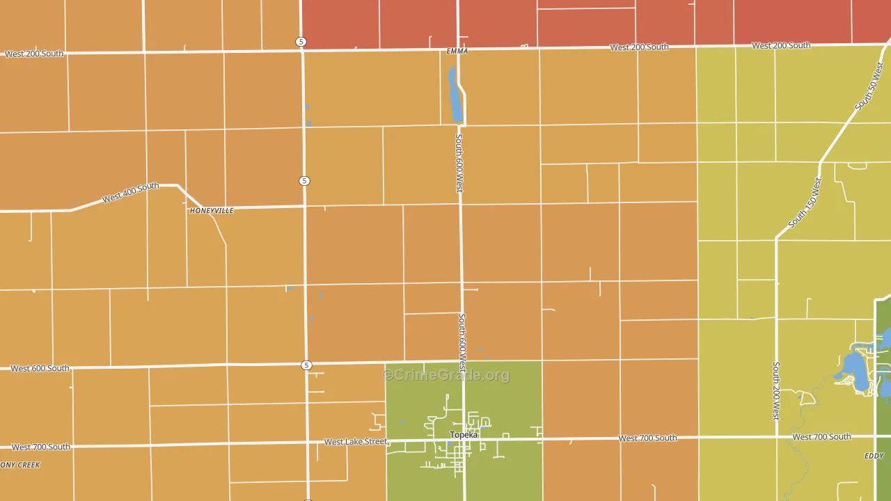 Topeka, IN Map of Assault Rates