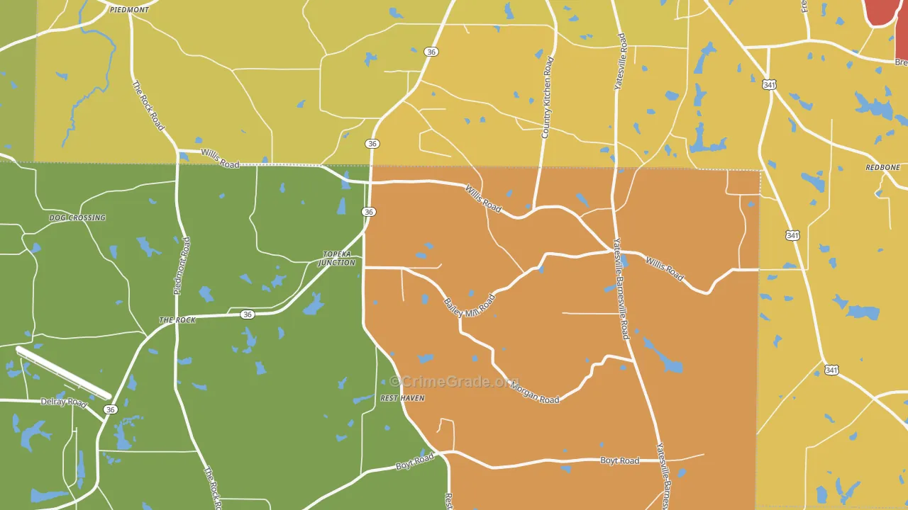 Topeka Junction, GA Map of Assault Rates