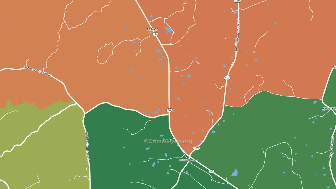 Topnot, NC Map of Assault Rates