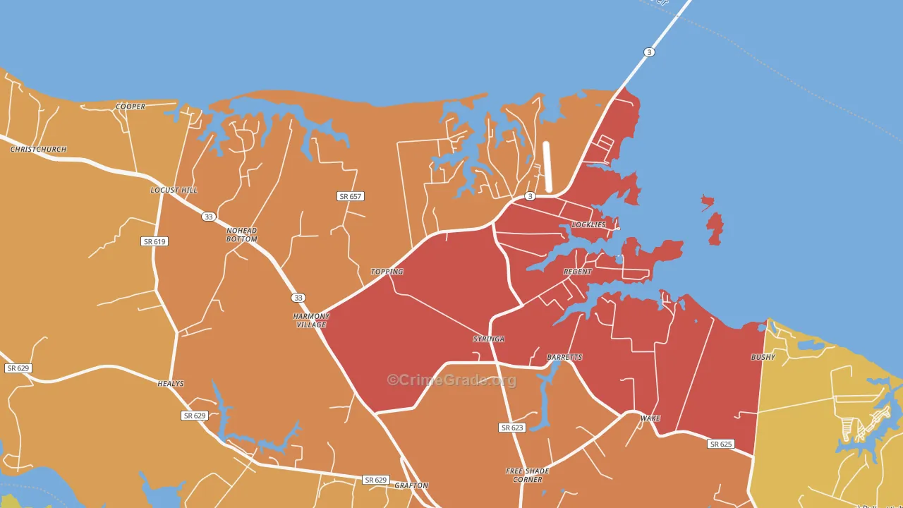Topping, VA Map of Assault Rates