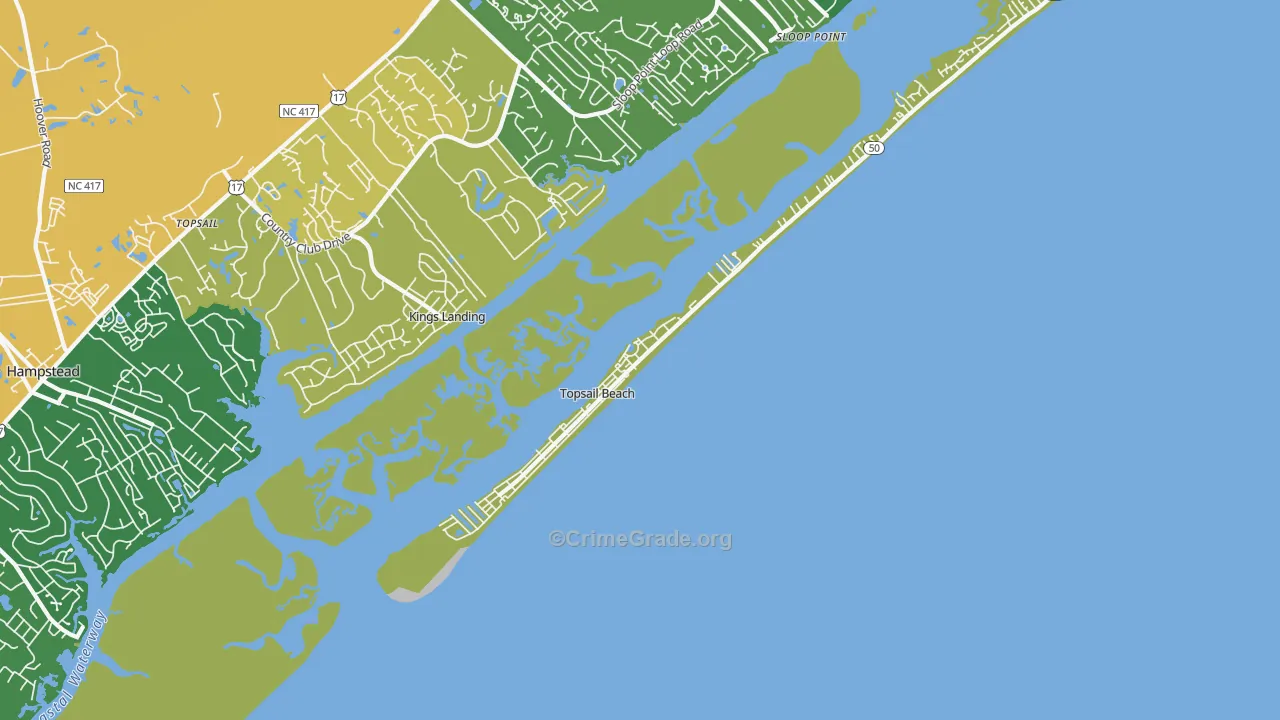Topsail Beach, NC Map of Assault Rates
