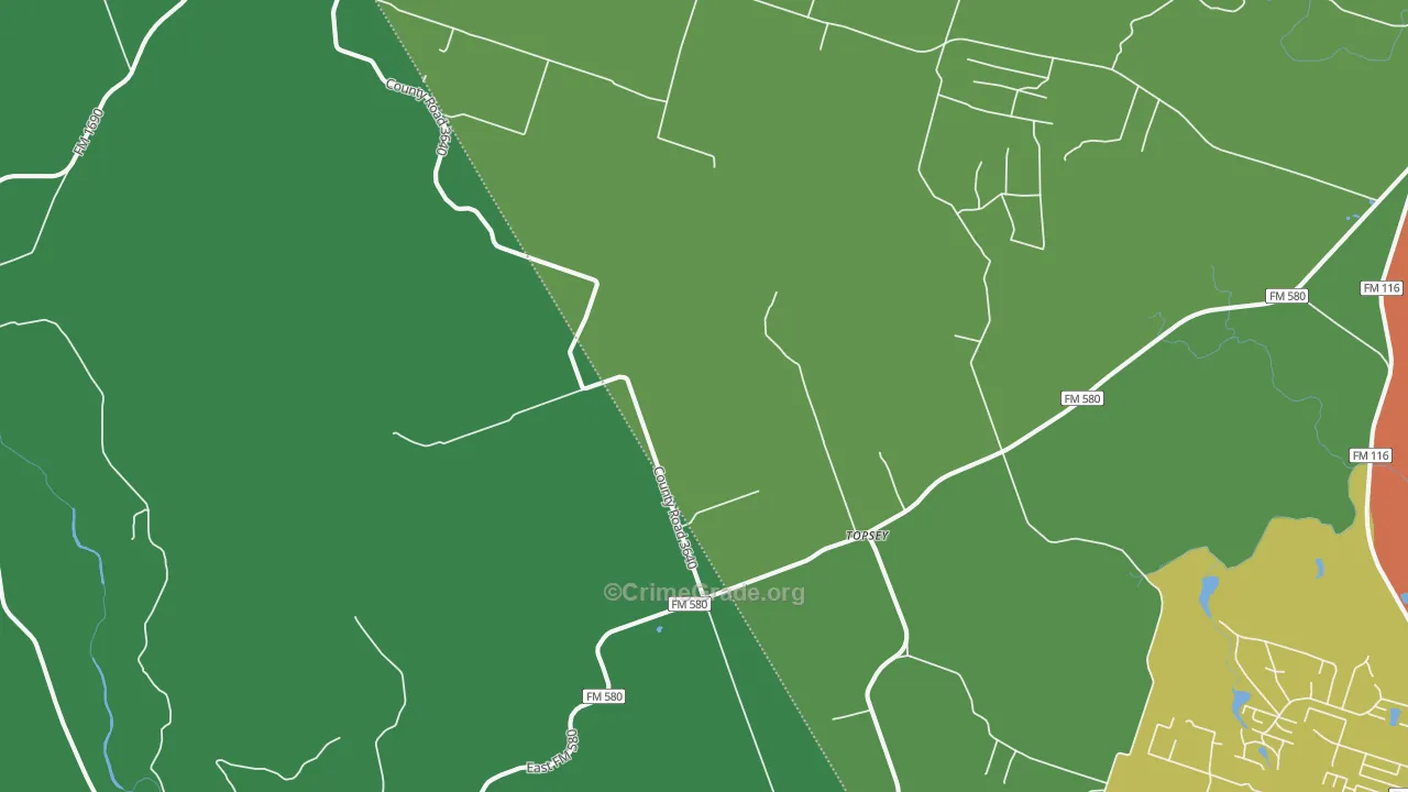 Topsey, TX Map of Assault Rates