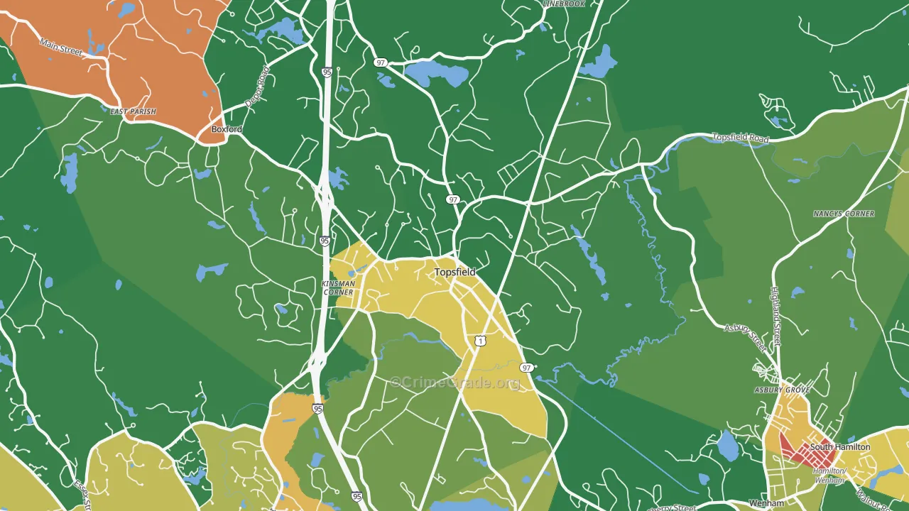Topsfield, MA Map of Assault Rates