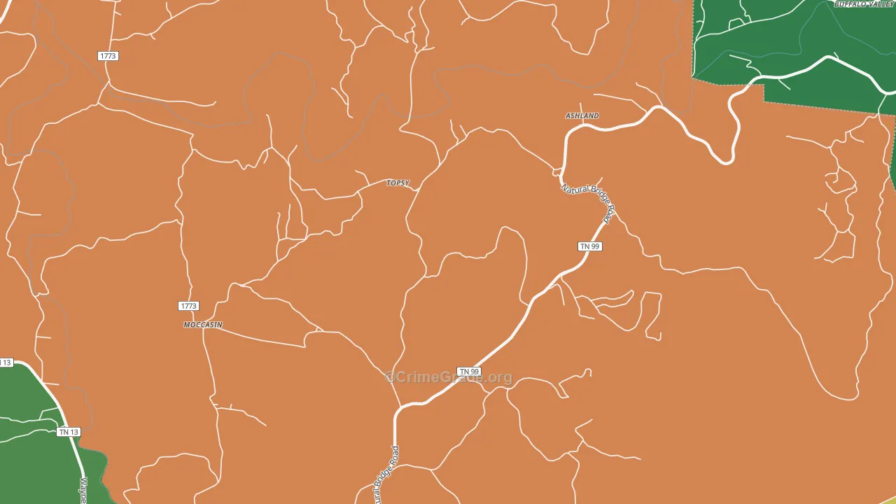 Topsy, TN Map of Assault Rates