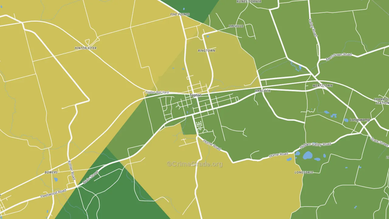 Topton, PA Map of Assault Rates