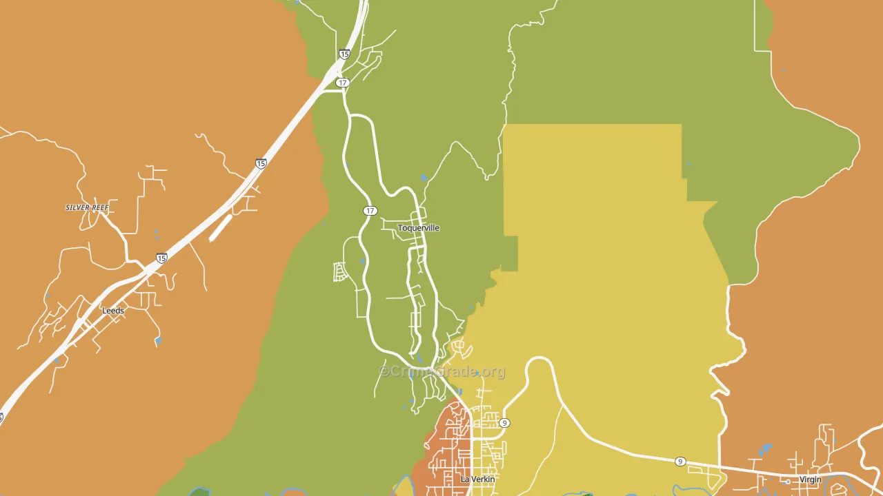 Toquerville, UT Map of Assault Rates