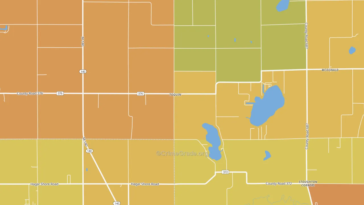 Toquin, MI Map of Assault Rates