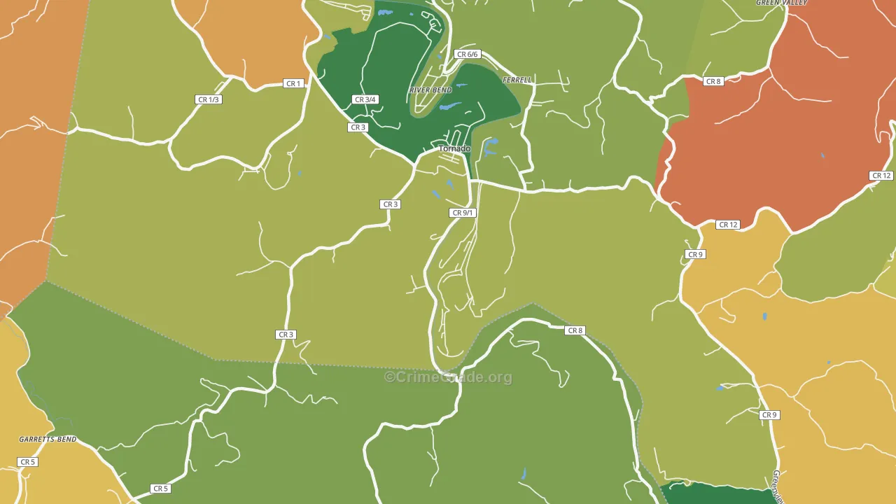 Tornado, WV Map of Assault Rates