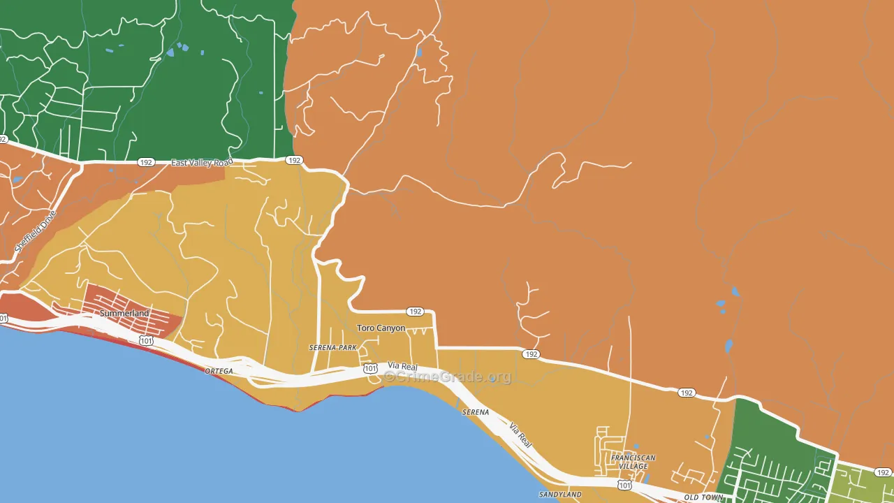 Toro Canyon, CA Map of Assault Rates
