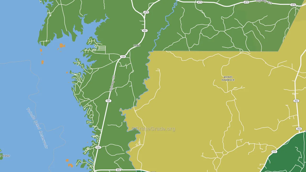 Toro, LA Map of Assault Rates