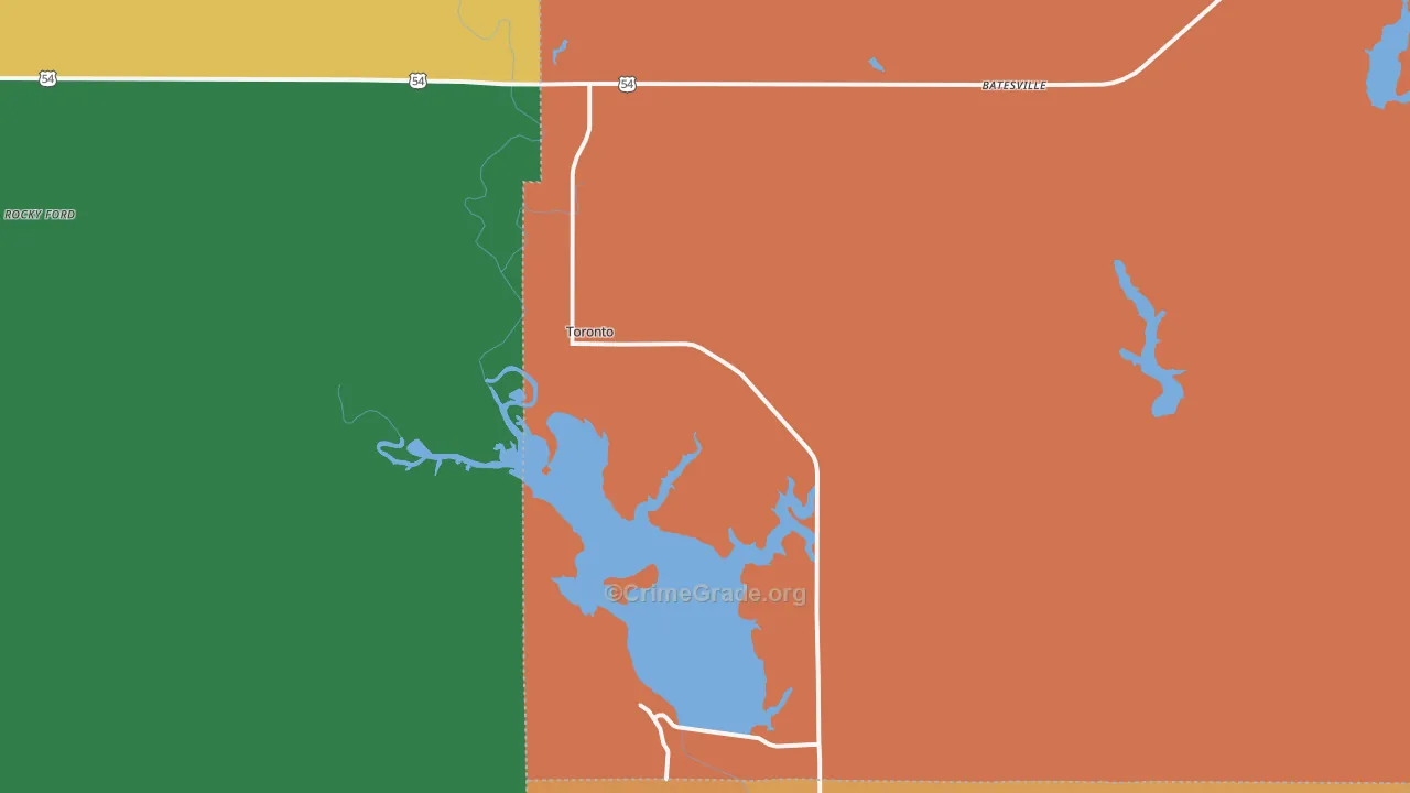 Toronto, KS Map of Assault Rates