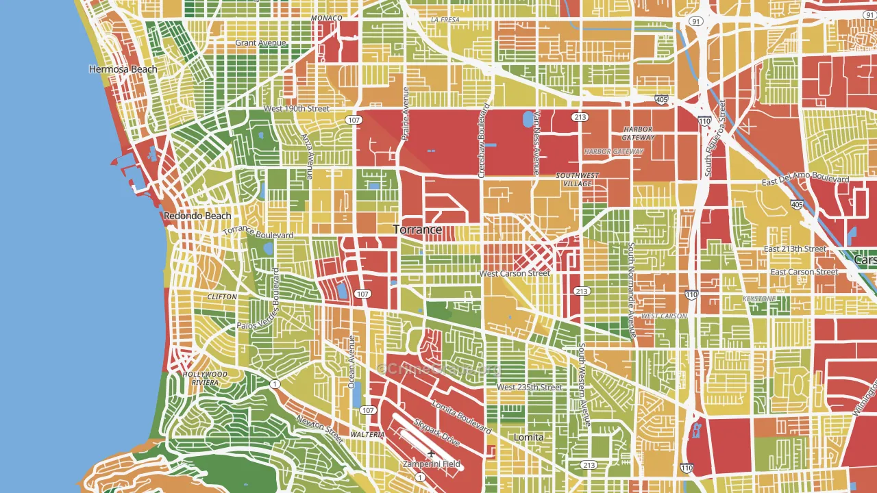 Torrance, CA Map of Assault Rates