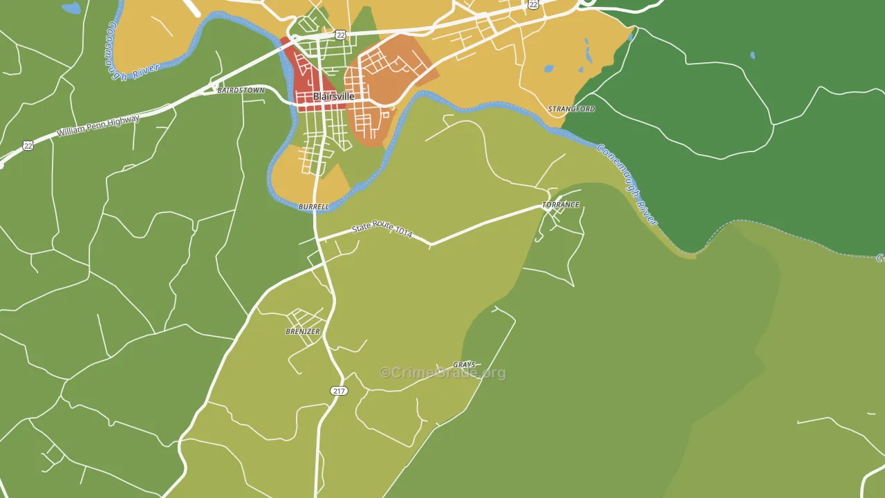 Torrance, PA Map of Assault Rates