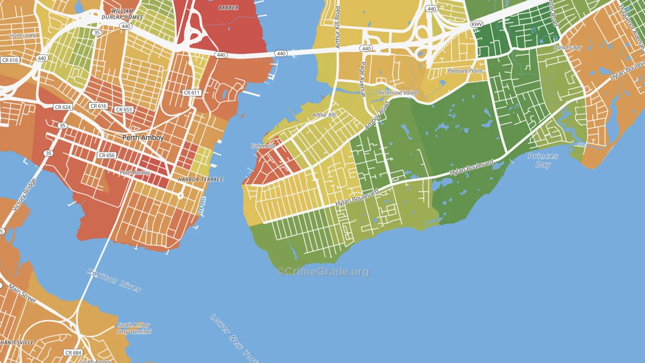 Tottenville, Staten Island, NY Map of Assault Rates