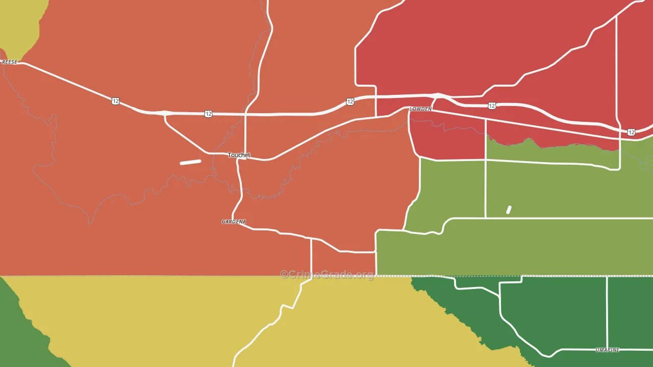 Touchet, WA Map of Assault Rates