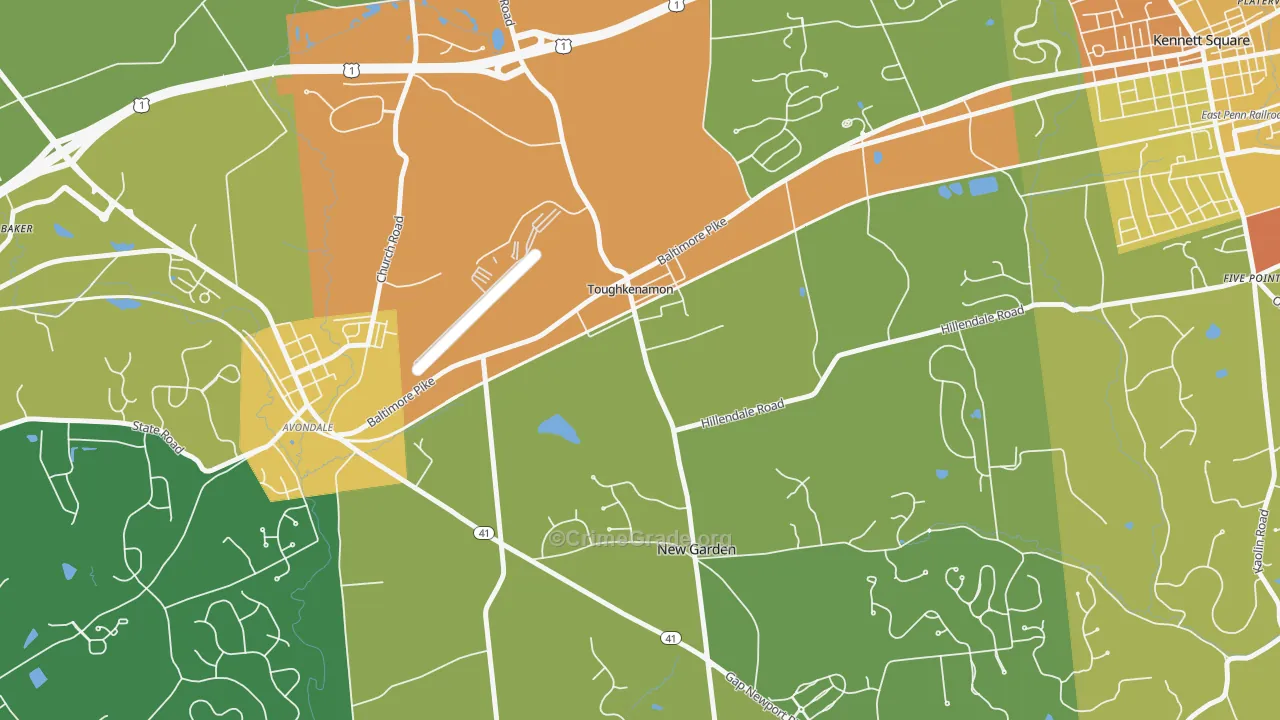 Toughkenamon, PA Map of Assault Rates