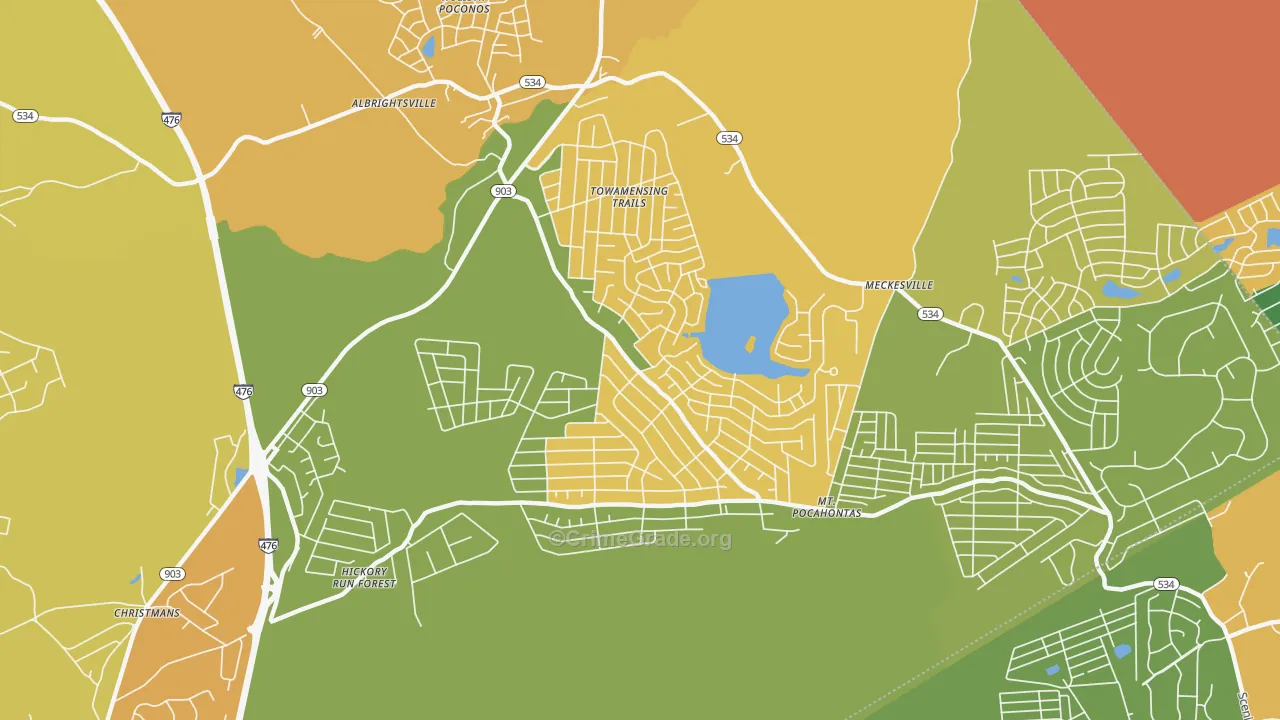 Towamensing Trails, PA Map of Assault Rates