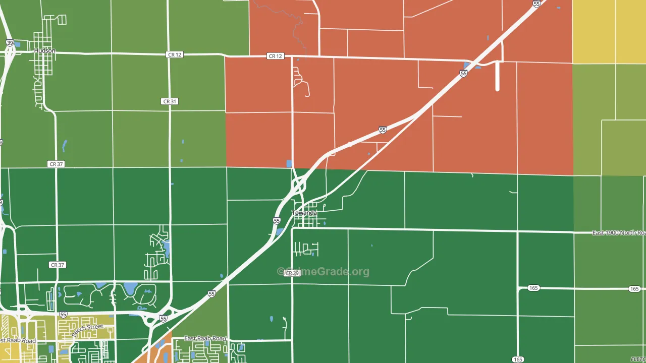 Towanda, IL Map of Assault Rates