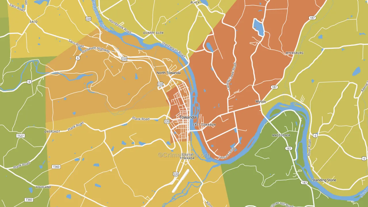 Towanda, PA Map of Assault Rates