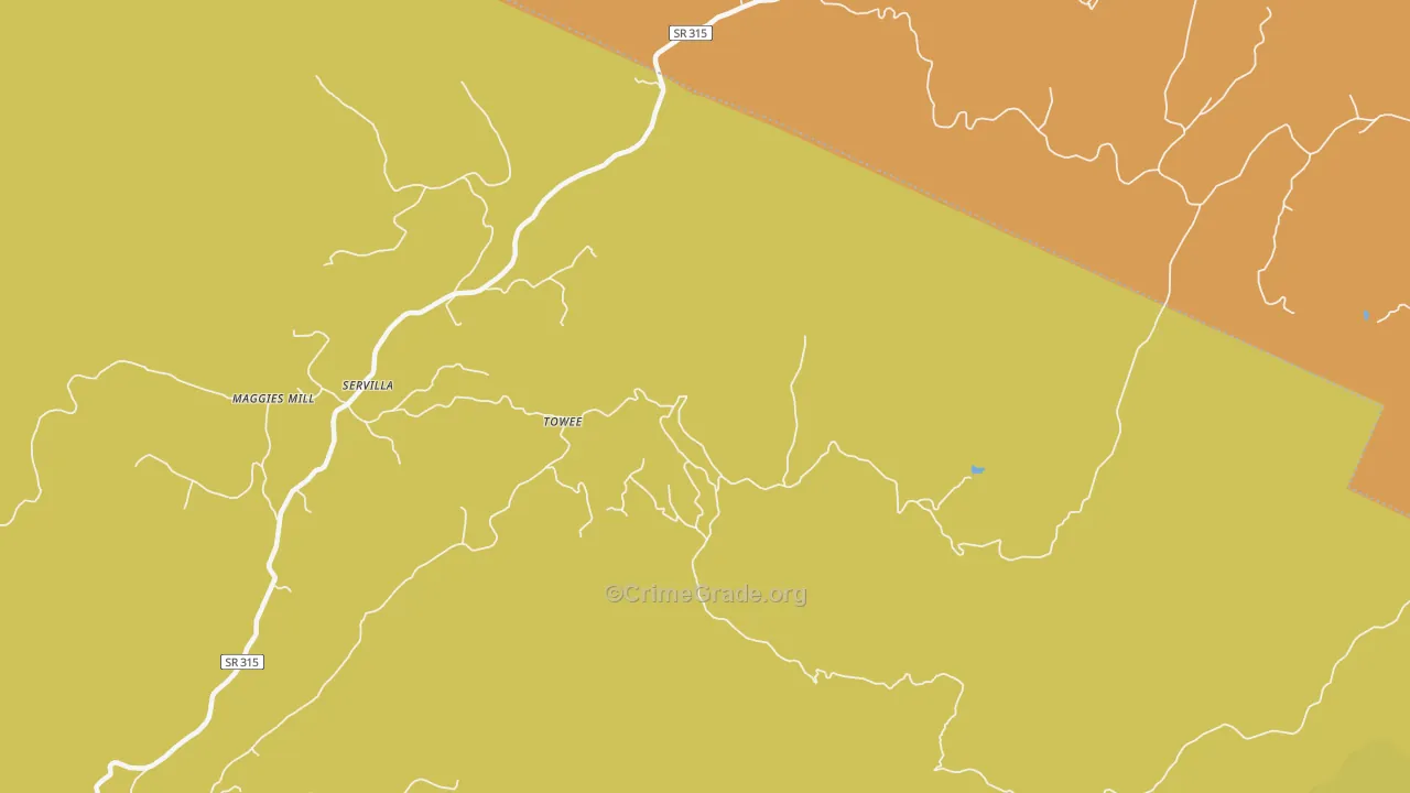 Towee, TN Map of Assault Rates