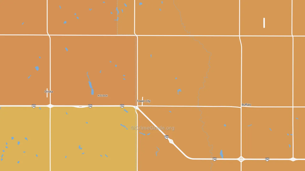 Tower City, ND Map of Assault Rates