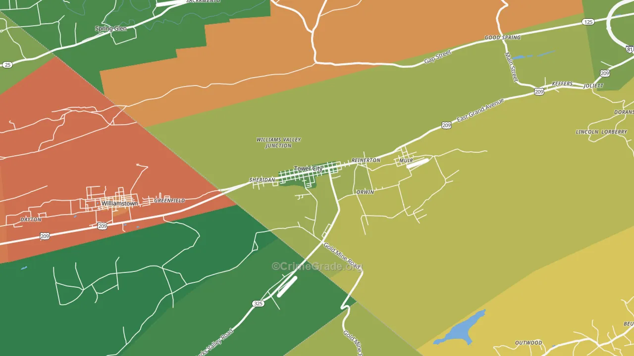 Tower City, PA Map of Assault Rates