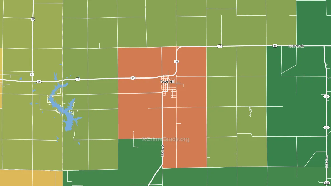 Tower Hill, IL Map of Assault Rates